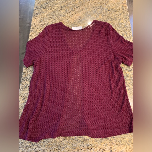 Vintage women’s maroon shirt sleeve cardigan Size 2X - Picture 5 of 8